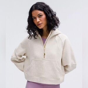 Lululemon Scuba Oversized Half-Zip Hoodie Heathered Bone/Gold in XS/S - Like New